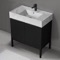 Free Standing Bathroom Vanity With Marble Design Sink, Matte Black, Modern, 32